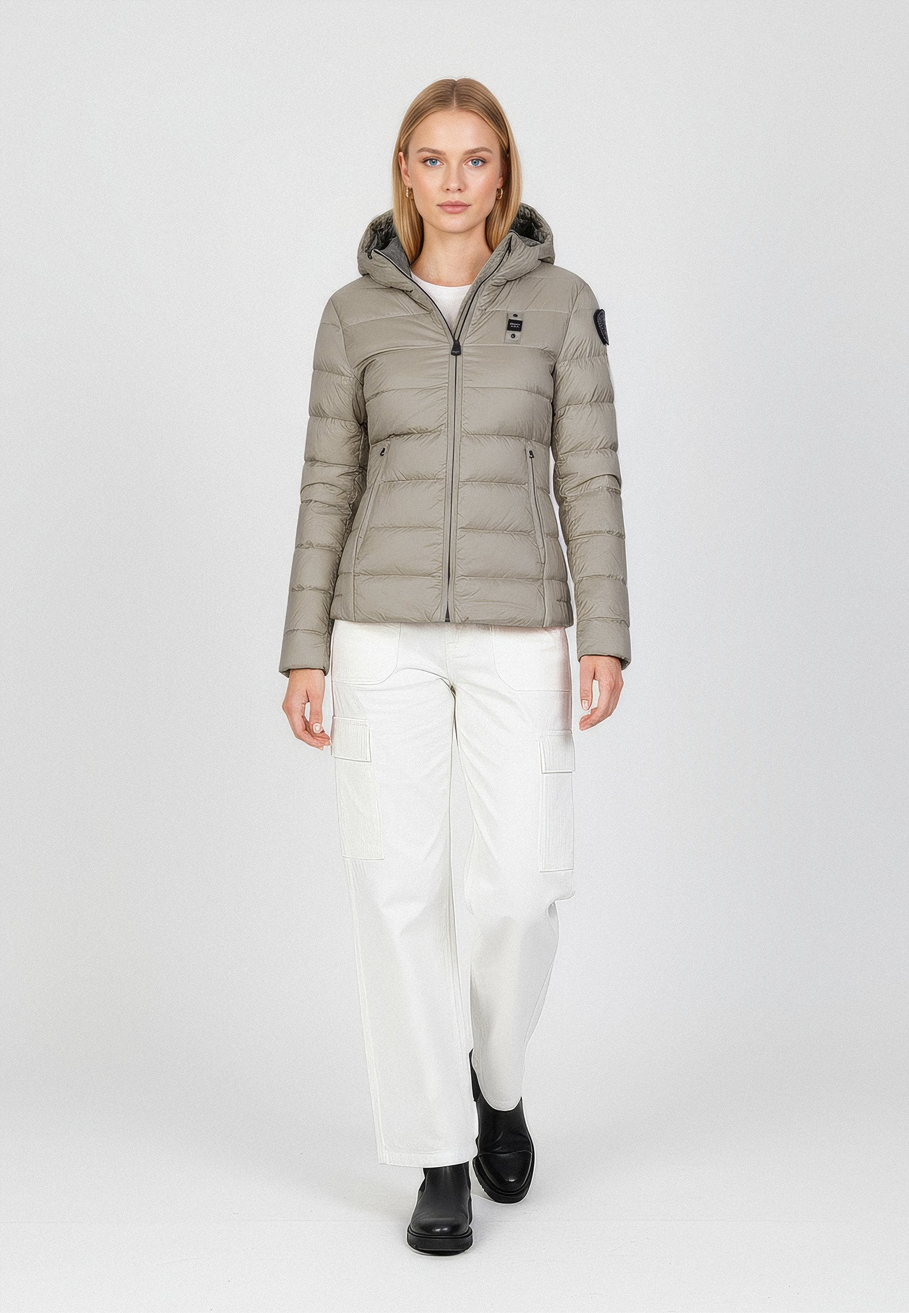 Piumino Blauer CHARME Donna, Imbottito Caldo, Grigio Antracite Elegante, Cappuccio